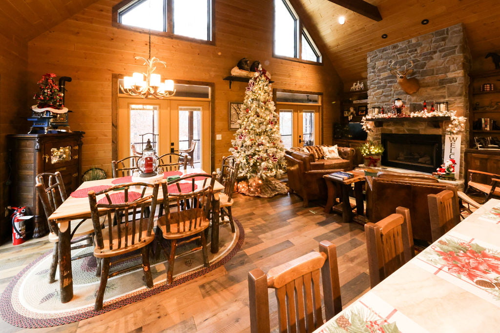 Bourbon Bear Cabin Sitting Room and Fireplace